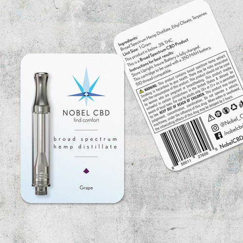 Nobel CBD Pre-Filled Vape Cartridge Label Design Contest