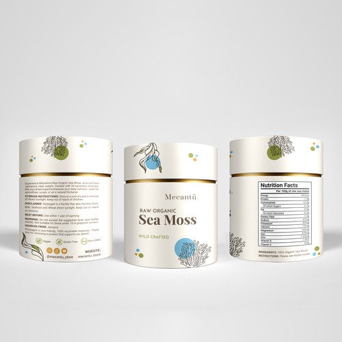 Minimalist design for Organic Sea Moss Packaging 