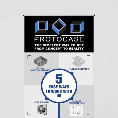 Create a capturing trade show banner for a fully custom electronic enclosure manufacturer