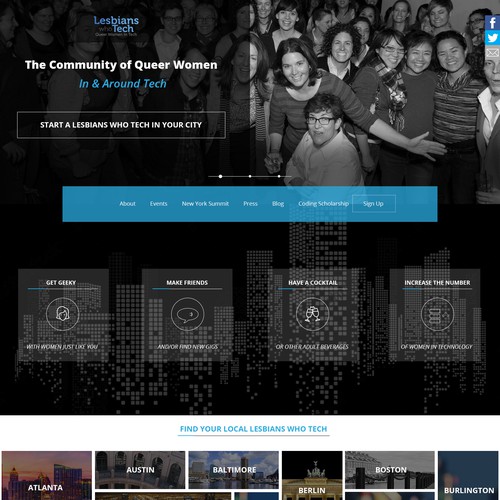 Lesbians Who Tech New Website landing page design