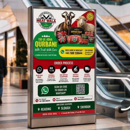 Meat Wala Eid-ul-Adha Qurbani Poster Design
