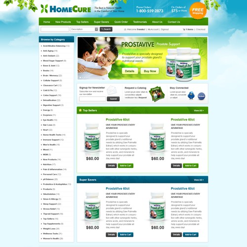 DESIGN New Homepage for Natural Supplement E-commerce Website