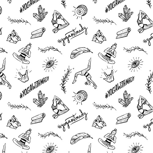 Pattern Design with (Yoga) Illustrations for Wrapping Paper.