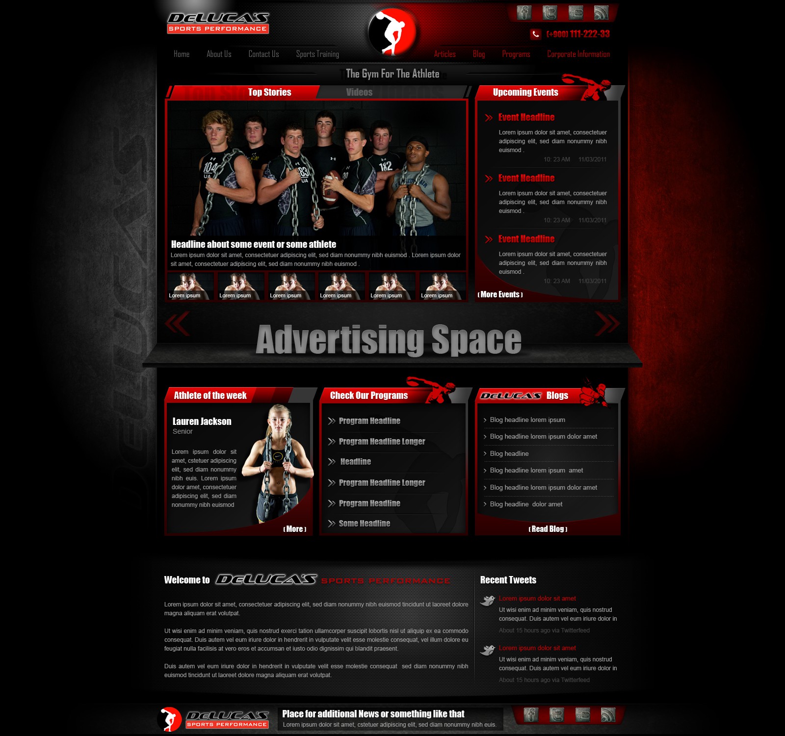 DeLuca’s Sports Performance needs a new website design