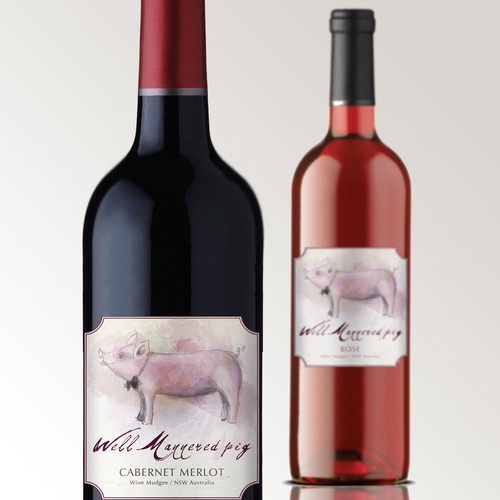 Create the next product label for Well Mannered Pig Wines 