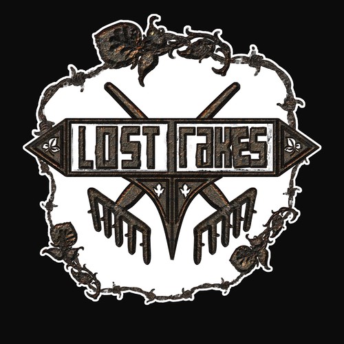 wrought iron emblem logo design for Lost Rakes