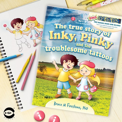 Book cover for “The true story of Inky, Pinky and the troublesome tattoos” by Bruce M Firestone