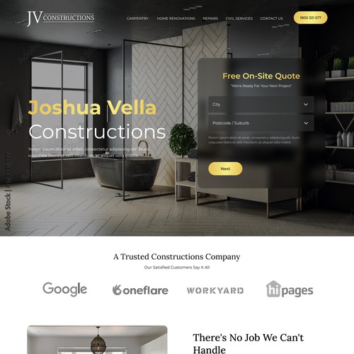 JV Constructions Redesign - Home Page
