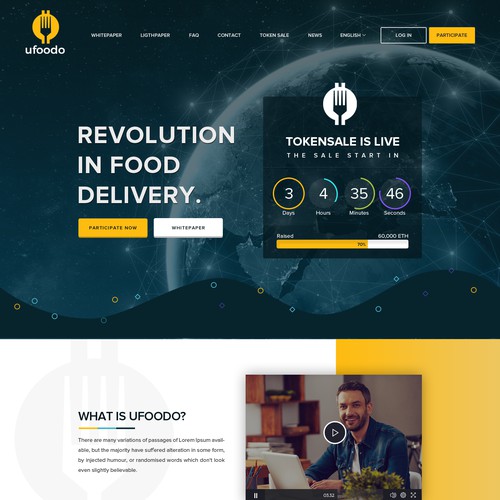 Website for food delivery platform in connection with a cryptocurrency.