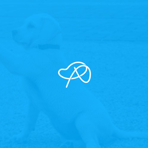 dog line logo with ear dog ''letter P'' logo