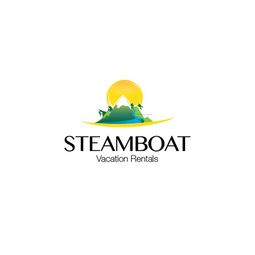 Create the next logo and business card for Steamboat Vacation Rentals