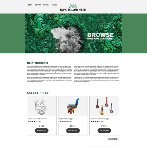 Website concept for weed accessory shop