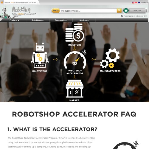 Design the new home page for the RobotShop Accelerator