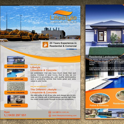 CREATE A BROCHURE FOR LIFESTYLE LIMESTONE AND CONCRETE