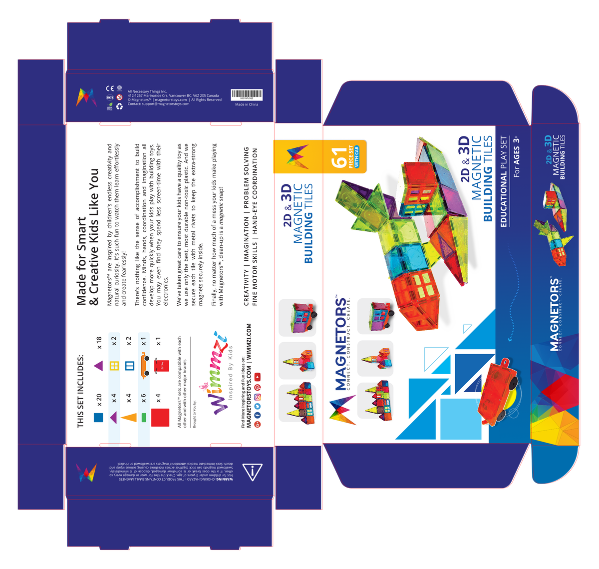 MAGNETORS - 2D and 3D Magnetic Building Tiles | Educational Play Set