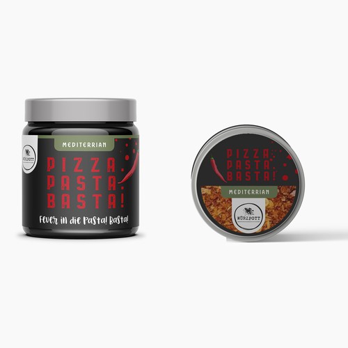 Spice jar labelling for pizza seasoning