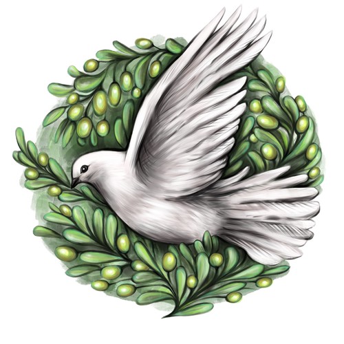Dove and olive tree