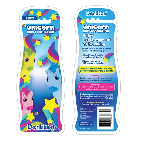 Unicorn Kids Toothbrush design packaging