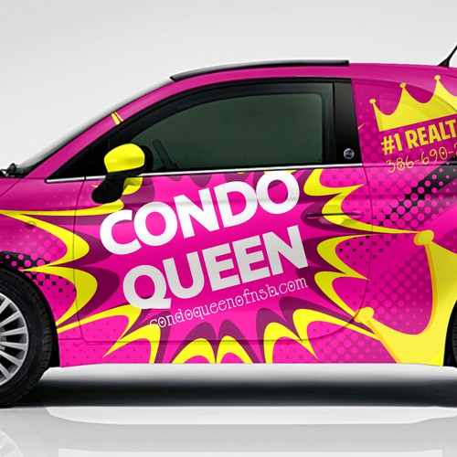 Traffic Stopping Pop Art Fiat 500 Vehicle Wrap