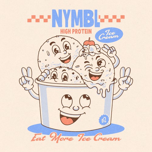 vintage cartoon style ice cream