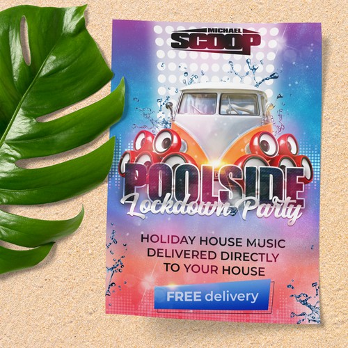 A6 Flyer Design for Poolside Lockdown Party