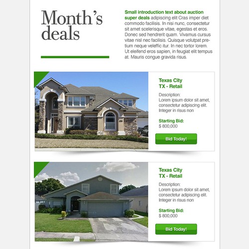 Email newsletter for Real Estate company
