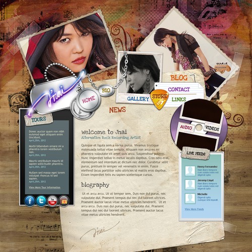 Alternative Rock Artist  J'nai needs a website design