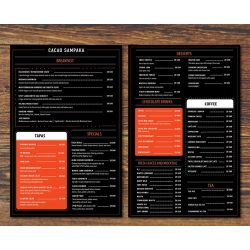 Menu design