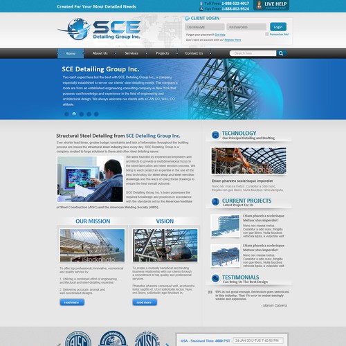 Web Page Design  for SCE Detailing Group Inc. "Steel Detailing Company"