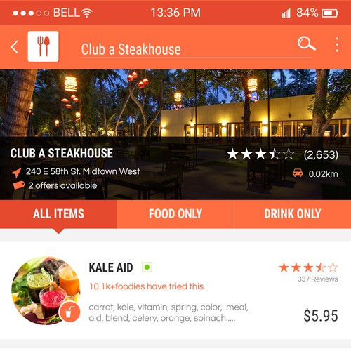 Restaurant Menu Review App design