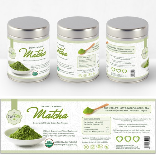 Label For Organic Japanese Matcha Tea Powder