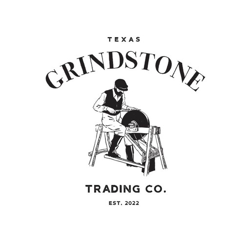 Vintage Illustration of Grindstone & Man