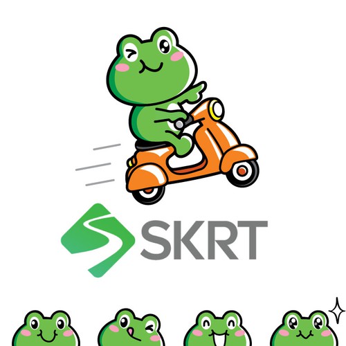 Make a cute/friendly frog for a scooter sharing platform.