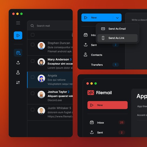 Filemail app ui