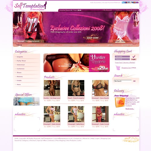 Self Temptation an Exciting new Lingerie & Erotic Costume ECommerce Website & Logo design needed