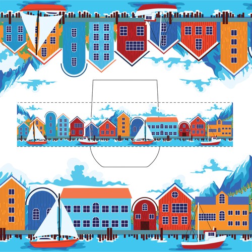 Norway Landscape Illustration for drinking glass