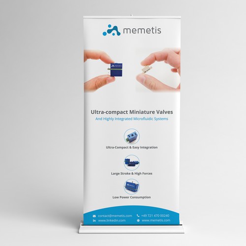 Roll-up banner for a high-tech startup