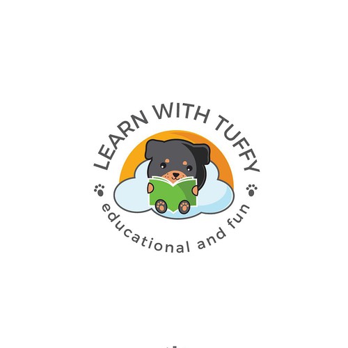 Cute and adorable logo for the company that provide educational and fun disposable placemats for kids.