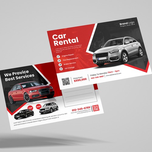 Car Rental Postcard Template