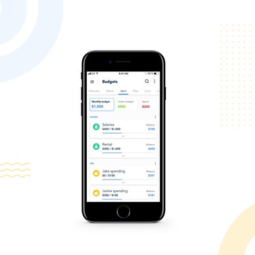 Redesign for budged app