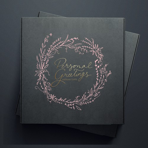 Hand drawn gift logo and wreath