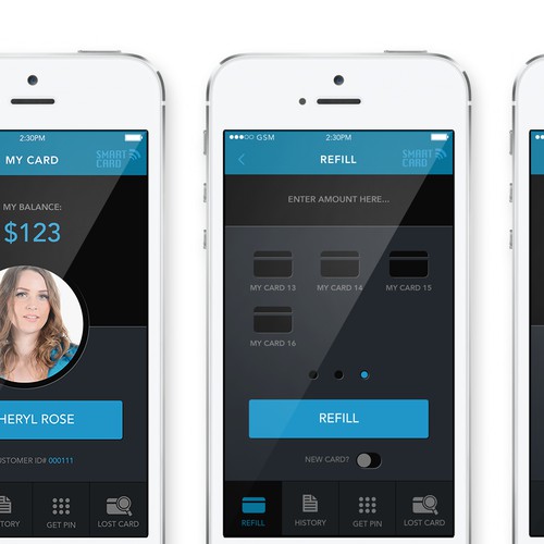 Design a minimalistic and clean GUI for a mobile web application. Mockups are supplied