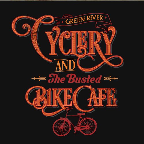 Create a t-shirt worthy logo design for our bike cafe, a trendy bike shop