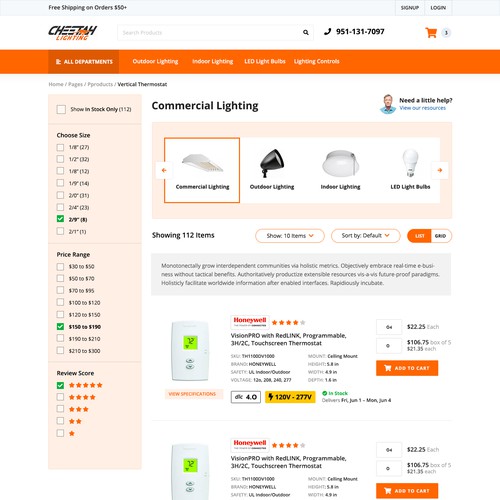 Web Design for Lighting Company