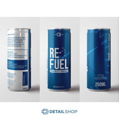 refuel enerfy drink label design 