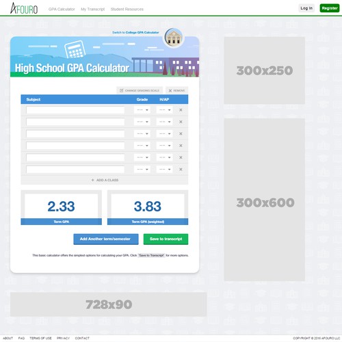 Page Design for a School Related Calculator