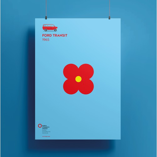 Minimalistische Plakatentwürfe des Bursa Automotive Museum