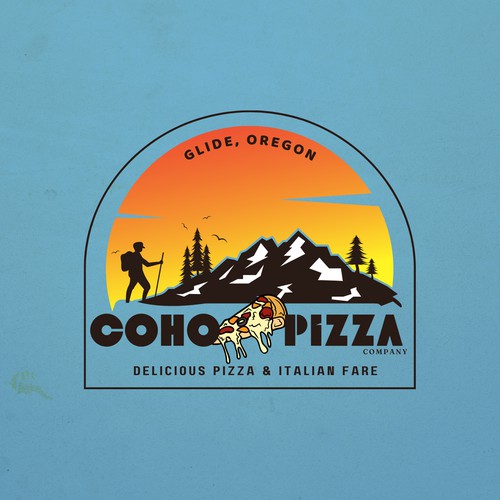 Logo for pizza shop in the mountains