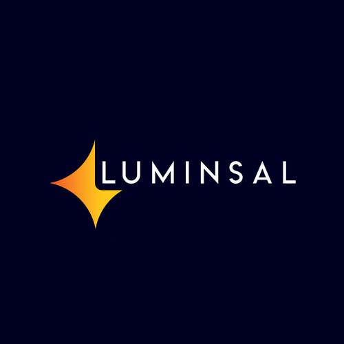 A minimalist logo with shiny star with letter 'L' for a modern lighting brand