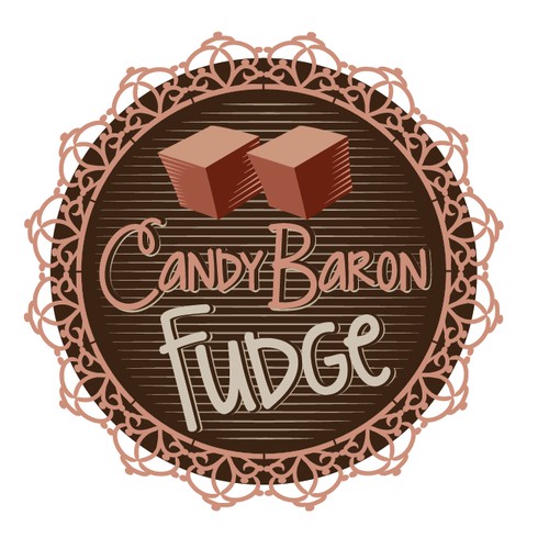  logo for Candy Baron fudge!  Think paddels, kettles, chunks of fudge.  